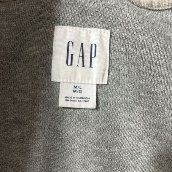 GAP M-L Gray Knit Hooded Cotton Bath Lounge Robe Belted with Pockets - Picture 11 of 15